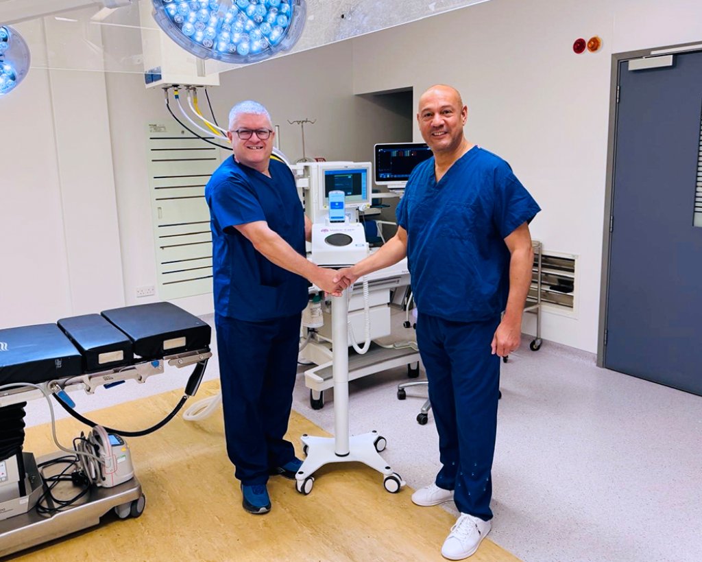 Dr. Nigel Roberts, Associate Divisional Director for Theatres at Stockport NHS Foundation Trust,and Philip Jarrett, Executive Director at Voice-Care.